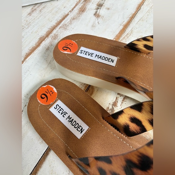 STEVE MADDEN leopard print slide sandals 9.5 chic cute summer animal print EUC - Picture 7 of 15